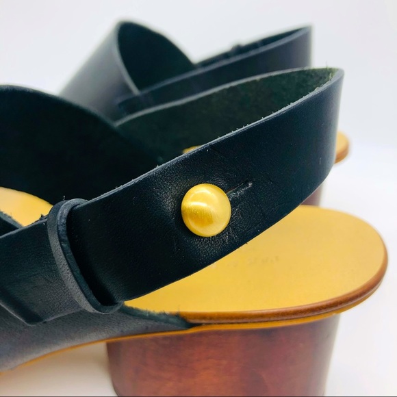 Rag & Bone Leather Square Toe Wood Heel City Sandals 7.5 NWT - Picture 6 of 13